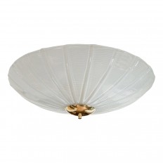 Satin ribbed glass bowl form flush mount fixture